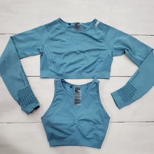 GYMSHARK Long Sleeve Cropt Top and Sports Bra
